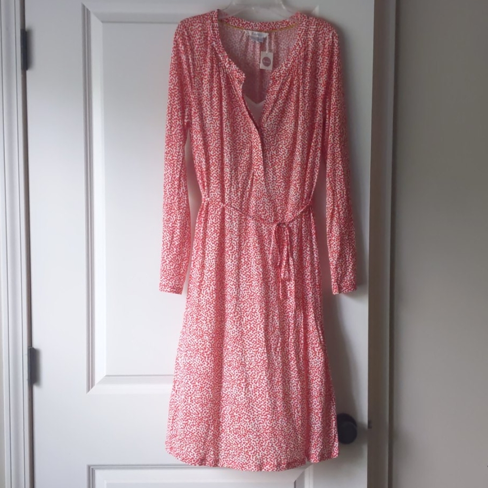 New Boden red and white dot Tencel dress size 4
